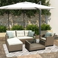 thumbnail image 1 of Patio Furniture Sets, 4-Piece Outdoor Sectional Sofa Set with Loveseat and Lounge Sofa, Armchair, Coffee Table, All-Weather Wicker Furniture Conversation Set for Backyard Garden Pool, Q16391, 1 of 11