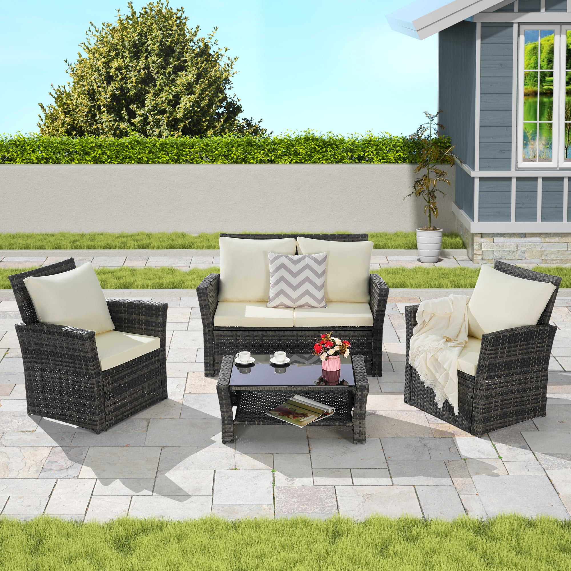 Patio Furniture Sets 4 Pieces Outdoor Patio Furniture Sets Garden ...