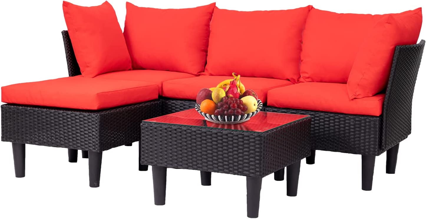 Patio Furniture Sets 5 Pieces Outdoor Wicker Conversation Set Sectional