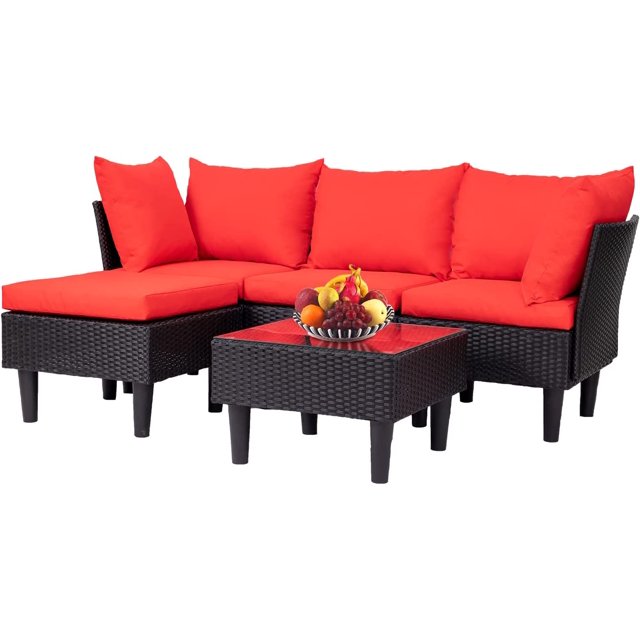 Patio Furniture Sets 5 Pieces Outdoor Wicker Conversation Set Sectional