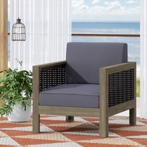 Patio Furniture Sets Outdoor Acacia Wood Club Chair with Wicker Accents, Gray Mixed Gray Brown, 30.25"D x 27.5"W x 23.75"H,Outdoor Patio Furniture Sets