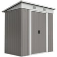 thumbnail image 1 of Patio Furniture Sets Outsunny 6' x 4' Metal Lean to Garden Shed, Outdoor Storage Shed, Garden Tool House with Double Sliding Doors, 2 Air Vents for Backyard, Patio, Lawn, Gray,Outdoor Dining Sets, 1 of 9