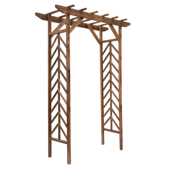 Patio Furniture Sets Outsunny 79in Wooden Garden Arbor Arch Trellis with Classic Countryside Style, Pergola Style Roof for Climbing Vines for Ceremony Party Weddings,Outdoor Dining Sets