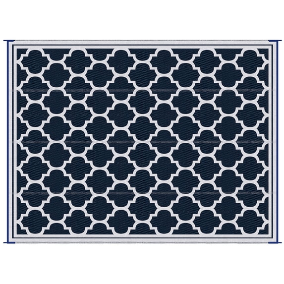 Patio Furniture Sets Outsunny Reversible Outdoor Rug Carpet, 9' x 18' Waterproof Plastic Straw Rug, Portable RV Camping Rugs with Carry Bag, Large Floor Mat for Backyard, Deck, Picnic, Beach, Blue &
