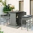 thumbnail image 1 of Patio Furniture Sofa Set, 5 Piece Outdoor Conversation Sets with Glass Table, 2 Chairs/2 Stools, Gray Rattan Outdoor Patio Dining Set with Dark Gray Cushions for Backyard, Lawn, Garden, LLL4172, 1 of 10