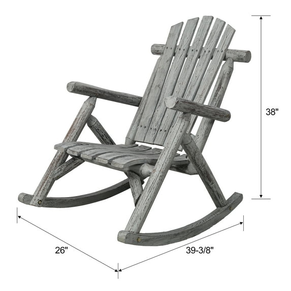 Patio Furniture Wooden Porch Rocker Chair,Durable Wooden Porch Rocker Chair,Fir log Rocking Chair,Patio Rockers for Outside,Garde.Light Gray Color,Outdoor Sofa