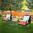 thumbnail image 1 of Patio Garden Balcony and Backyard3-Piece Discussion Bistro Set Black Wicker Furniture-Two Chairs with Glass Coffee Table Red, 1 of 7