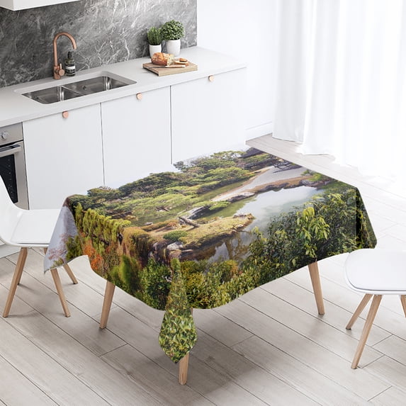 Patio Garden View Tablecloth Restaurant Table Decoration Stain Resistant Waterproof Rectangular Kitchen Home Decor