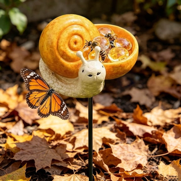 Patio & Garden Wild Bird Supplies Bird Bath Stake Animal Shaped Bird Water Station with Ground Spike Pollinator Butterfly Bee Water Bowl Birdbath Tray Ornament for Yard Lawn Flower Bed Backyard