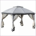 thumbnail image 1 of Patio Gazebo 10' x 12', Vented Roof Mesh Sidewall Canopy for Backyard Patio, Slate Gray, Solid Steel Frame | Polyester | Rectangle, 1 of 9