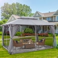 thumbnail image 1 of Patio Gazebo, 10 x 13 FT Gazebo Tent with Double Roof, Outdoor Canopy Tent with Mosquito Netting, Canopy for Shade and Rain, Gazebo Shelter for Lawn, Yard, Deck, Garden, Gray, D7945, 1 of 6