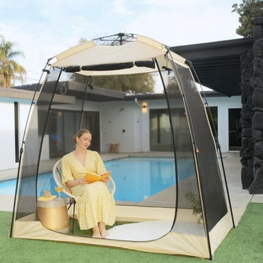 Patio Gazebo 7'x7'x4' Instant Sports Tent Pop-Up Canopy Tent – All-Weather Screen House Room Gazebo Sports Shelter – Camping Tent Spacious for 2-4 People, Portable for Camping, Beach, Backyard