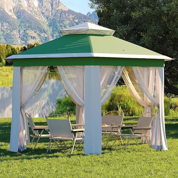 Patio Gazebo Tent Outdoor Canopy Shelter 13'x13',Hexagonal Outdoor Canopy Shelter, Instant Patio Gazebo Tent with Mesh Netting and Strong Steel Frame for Garden, Backyard Deck and Lawns
