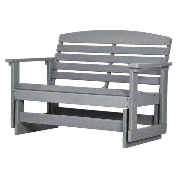 Patio Glider Bench - HDPE Rocking Chair for 2, Light Gray - Outdoor Loveseat with Slatted Seat & Backrest - Weatherproof Porch Furniture