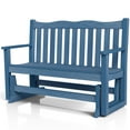 thumbnail image 1 of Patio Glider Loveseat Chair, 2 Person Outdoor Bench with 800 lbs Weight Capacity, All-Weather HIPS Patio Chair Swing Rocking Bench for Garden, Backyard, Porch, Blue, 1 of 8