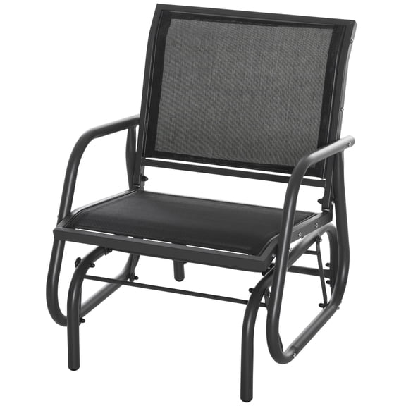 Patio Glider Swing Chair, Steel Outdoor Rocker with Curved Arms for Garden, Porch&Backyard, Dark Gray