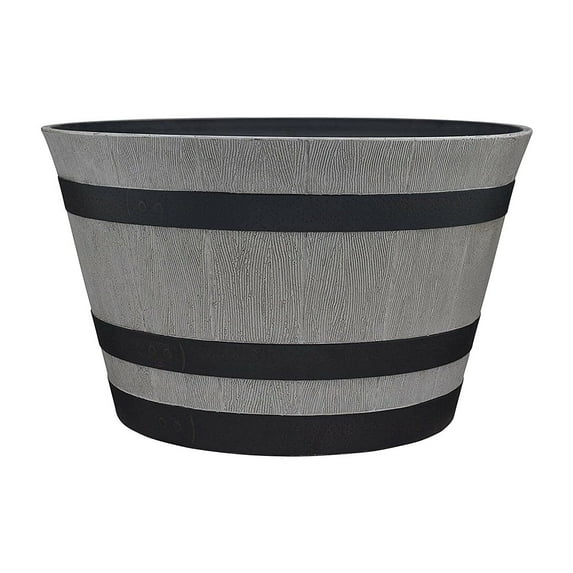Patio HDR-055457 rresin Whiskey Bbarrel Outdoor Ggarden PPlanter Pot, GRray SPAT-HDR-055457 SPAT-HDR-05545