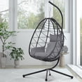 thumbnail image 1 of Egg Chair with Stand Indoor Outdoor – Hanging Wicker Swing Chair, Patio Hanging Basket Chair with Cushion, All-Weather Rattan Hammock Chair for Bedroom Living Room Balcony, 1 of 7
