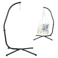 thumbnail image 1 of Patio Hammock Stand Only, Hammock Chair Metal C-Stand with Hanging Chain, Max Load 330lbs, Black, 1 of 7