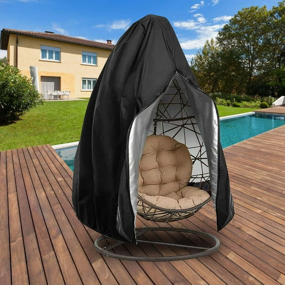 Patio Hanging Chair Cover with Adjustable X-Lock System and Zipper, Easy On Easy Off, Heavy Duty 100% Waterproof 600D Oxford Swing Egg Chair Winter Cover