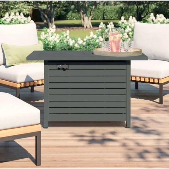 Patio Heater 25 H x 42 W Outdoor Fire Pit Table with Lid (Gray),Propane Heater