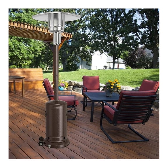 Patio Heater, 50000 BTU Propane Heater with Stainless Steel Burner and Wheels, Standing Portable Outdoor Heater for Patio, Garden, Backyard, Porch (Bronze)