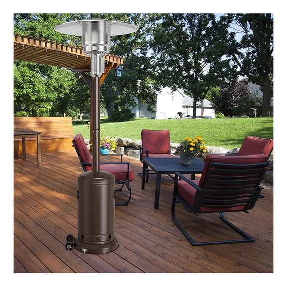 Patio Heater, 50000 BTU Propane Heater with Stainless Steel Burner and Wheels, Standing Portable Outdoor Heater for Patio, Garden, Backyard, Porch (Bronze)