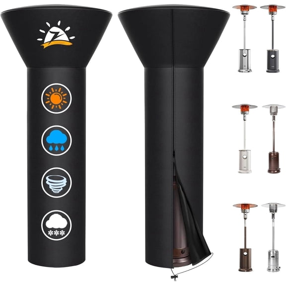 Patio Heater Covers - 600D Outdoor Heater Cover with Zipper  Heavy Duty,  Heat Cover for East Oak, Hampton Bay, Fire Sense and  (89" Height x 33" Dome x 19" Base)