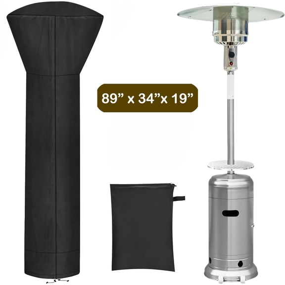 Patio Heater Covers with Zipper and Storage Bag,Waterproof,Dustproof,Wind-Resistant,Sunlight-Resistant,Black,89'' Height x 34" Dome x 19" Base