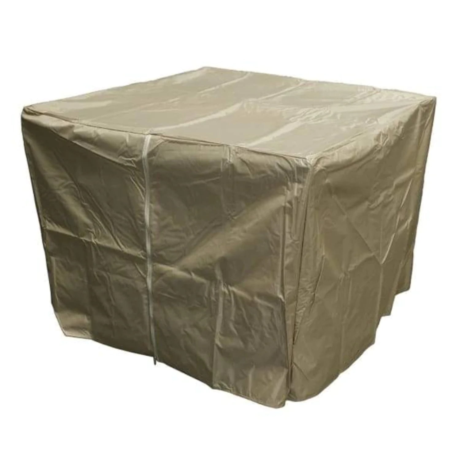Tan Heavy Duty Square Fire Pit Cover with Zipper Closure