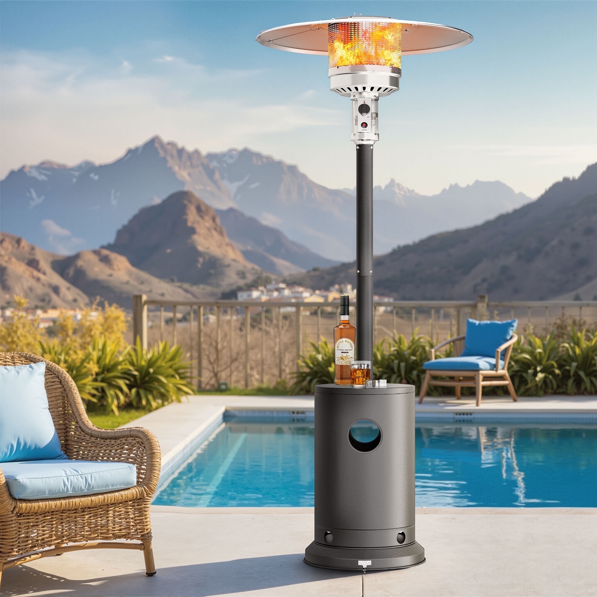 Walmart discounts of Walmart Black Friday Deals 2025 - Patio Heater for Outdoor Use, 50,000BTU Propane Heater with Wheels and Adjustable Thermostat, Heavy Duty Stainless Steel Patio Heater, Freestanding Heater for Backyard, Deck, Garden, Silver