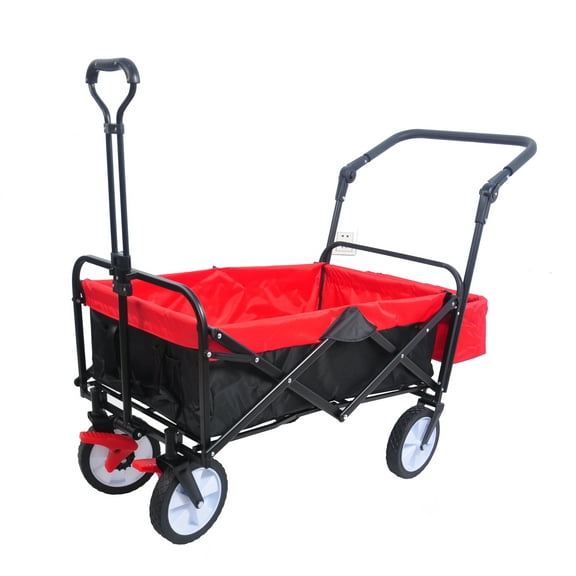 Patio Heater folding wagon Collapsible Outdoor Utility Wagon, Heavy Duty Folding Garden Portable Hand Cart, Drink Holder, Adjustable Handles(Black+Red colour),Propane Heater
