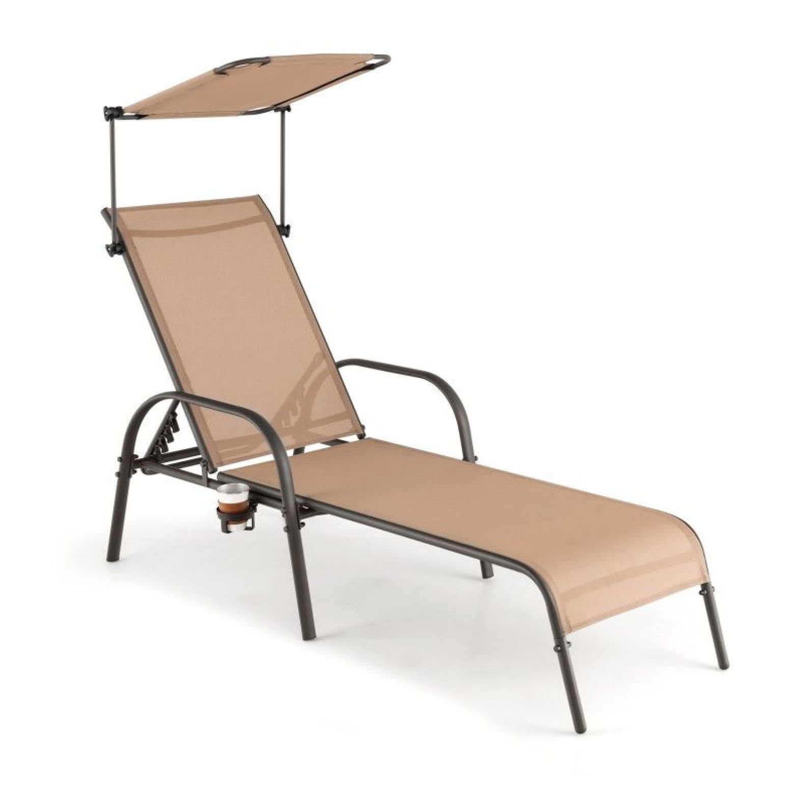 Patio Heavy-Duty 5-Level Adjustable Chaise Lounge Chair Brown - Walmart.com