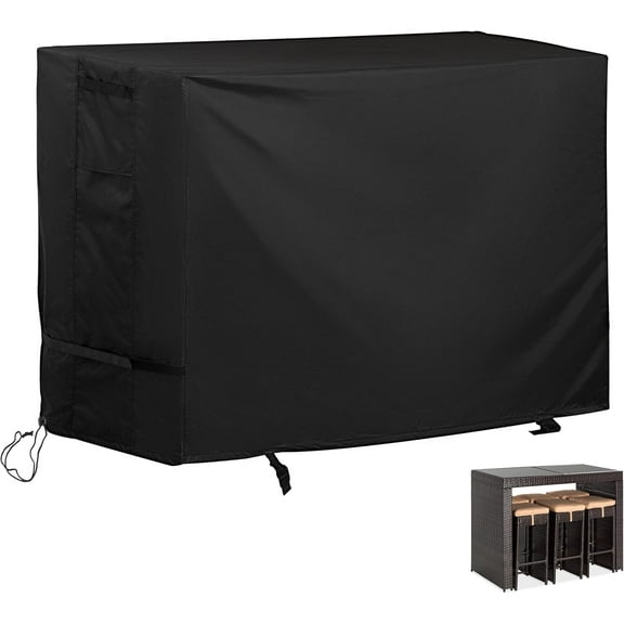 Patio High Top Dining Set Cover, Outdoor Bar Height Table and Chairs Cover for 7-Piece Wicker Bar Dining Set/Patio Dining Table and Chairs Set for 6