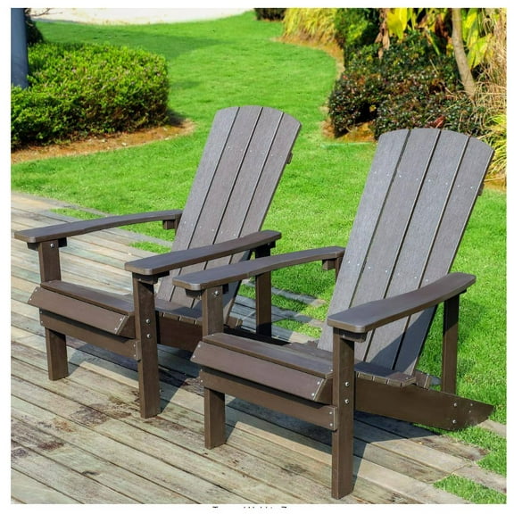 Patio Hips Plastic MMTX Chair Lounger Weather Resistant Furniture for Lawn Balcony in Coffee (2-Pack)