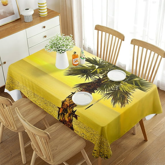 Patio Kitchen Room Living Indoor For Tablecloth Polyester Cloths Table Decor Home Trees Coconut Sea