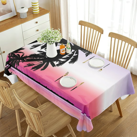 Patio Kitchen Room Living Indoor For Tablecloth Polyester Cloths Table Decor Home Trees Coconut Sea