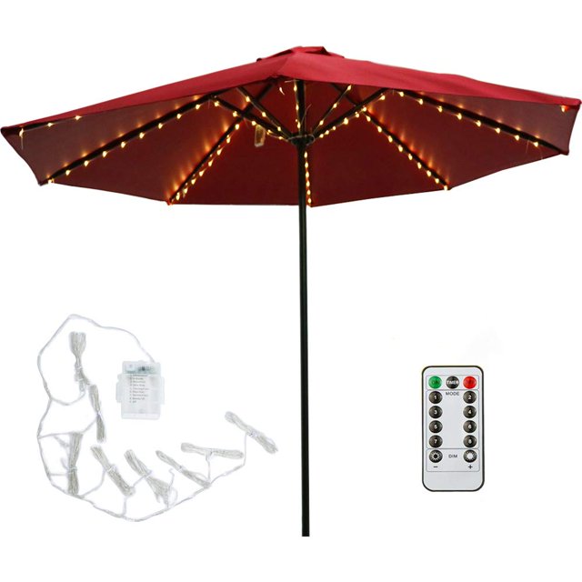 Patio LED Umbrella String Lights, 104 LEDs 8 Lighting Mode with Remote Control Umbrella Lights