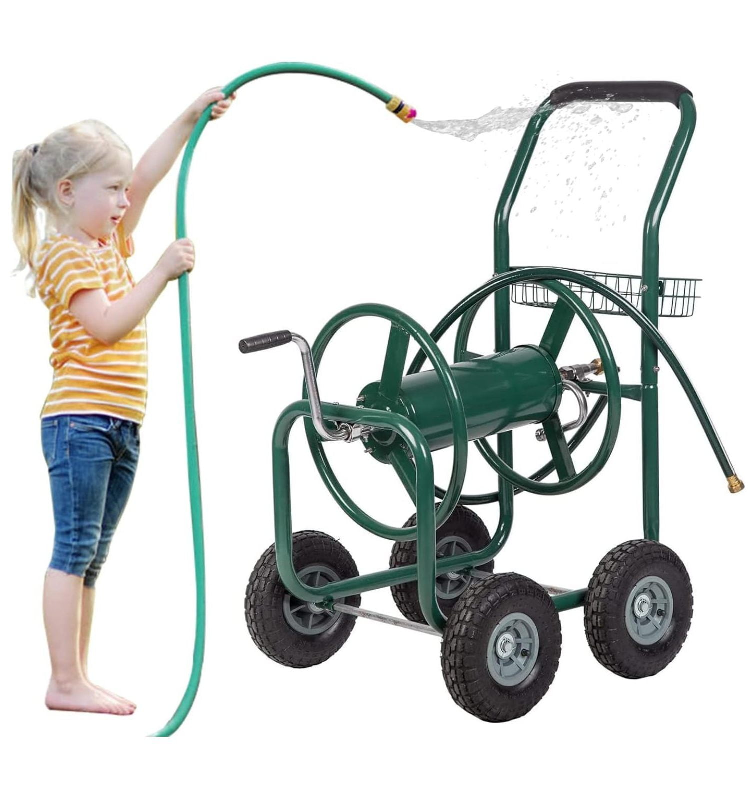 Patio Lawn Garden Hose Reel Cart with Wheels Reel Cart Tools for