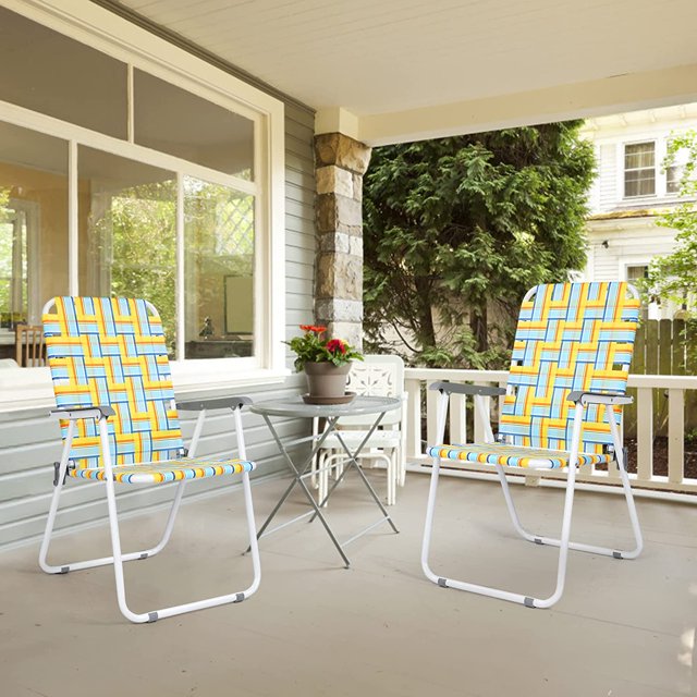 Patio Lawn bed Folding Chairs Set of 2, Outdoor Beach Portable Camping Chair for Yard, Garden