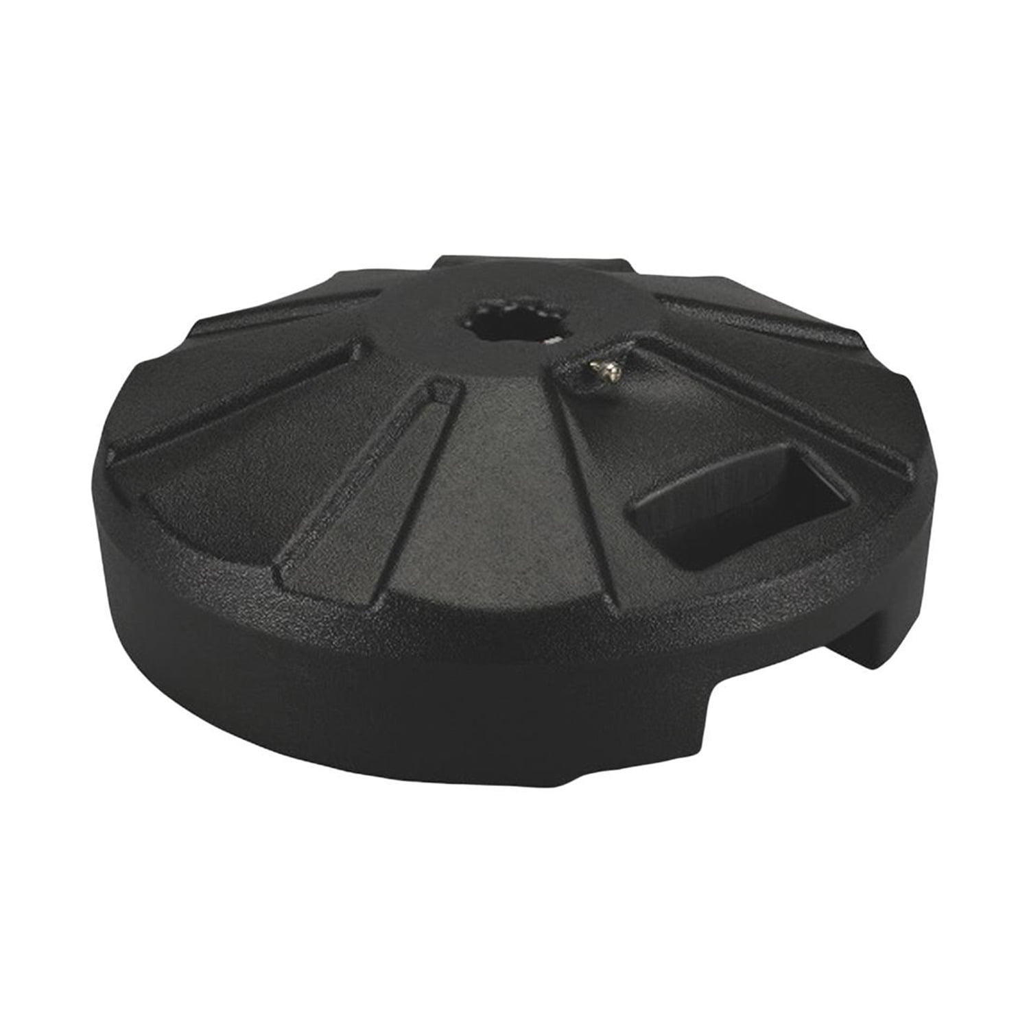 Black Molded Resin Round Patio Umbrella Base with Stainless Steel Hardware