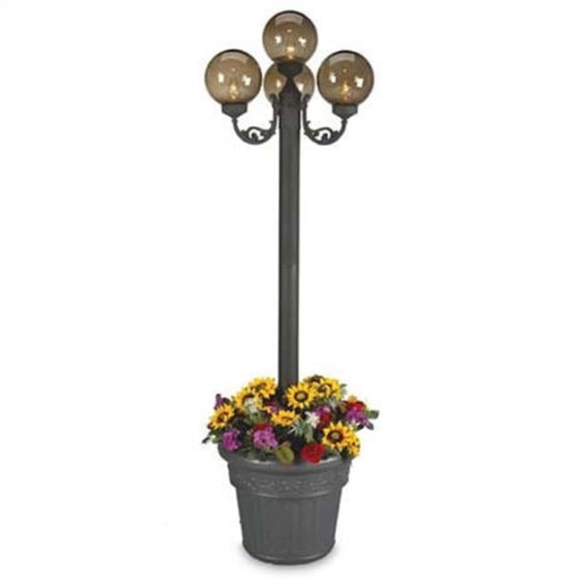 Elegant Outdoor 80" Black Aluminum Four-Globe Lantern Planter Lamp