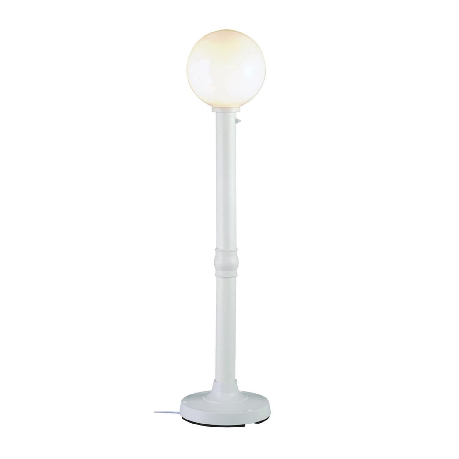 White Outdoor Globe Floor Lamp with Wood Base