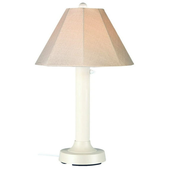 Patio Living Concepts 20611 Seaside Table Lamp 20611 with 3 in. white body and antique beige linen Sunbrella shade fabric - WHITE
