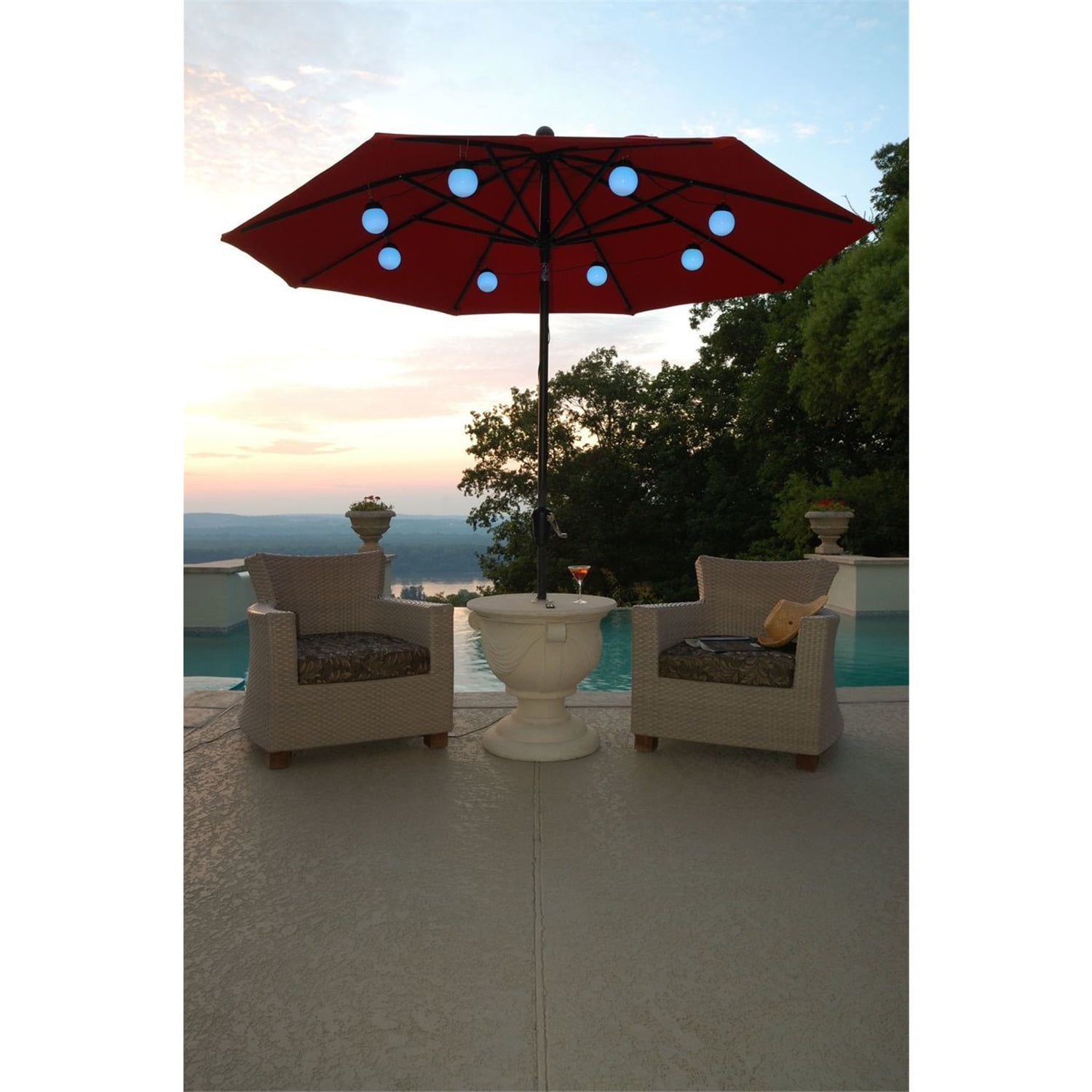 low voltage patio umbrella lights Remote Control Light Color Options Crestlive Products 15-ft Aluminum Tan