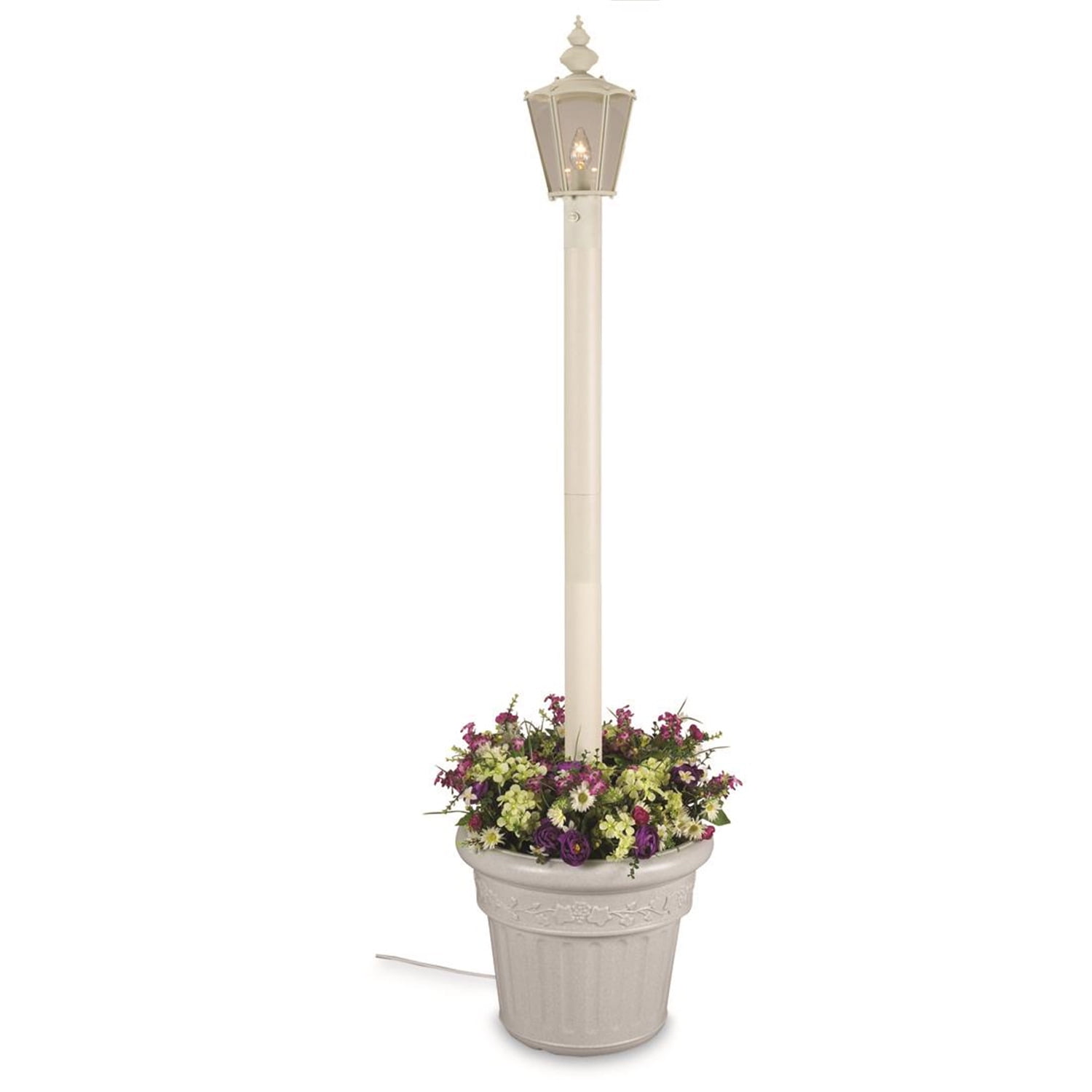 Cambridge White Single Lantern Outdoor Patio Lamp with Planter