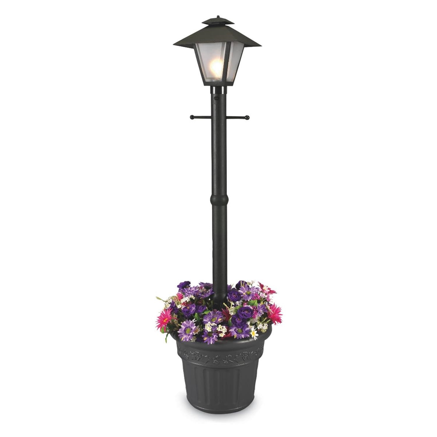 Patio Living Cape Cod 66001 - White - Single Coach Lantern Planter-Color:Black