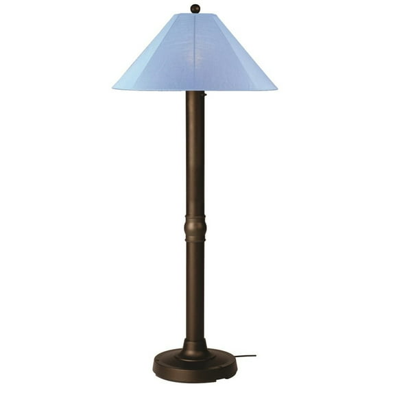 Patio Living Catalina Floor Lamp 65687 with 3" bronze body and spectrum cilantro Sunbrella shade fabric-Color:Sky Blue/Bronze