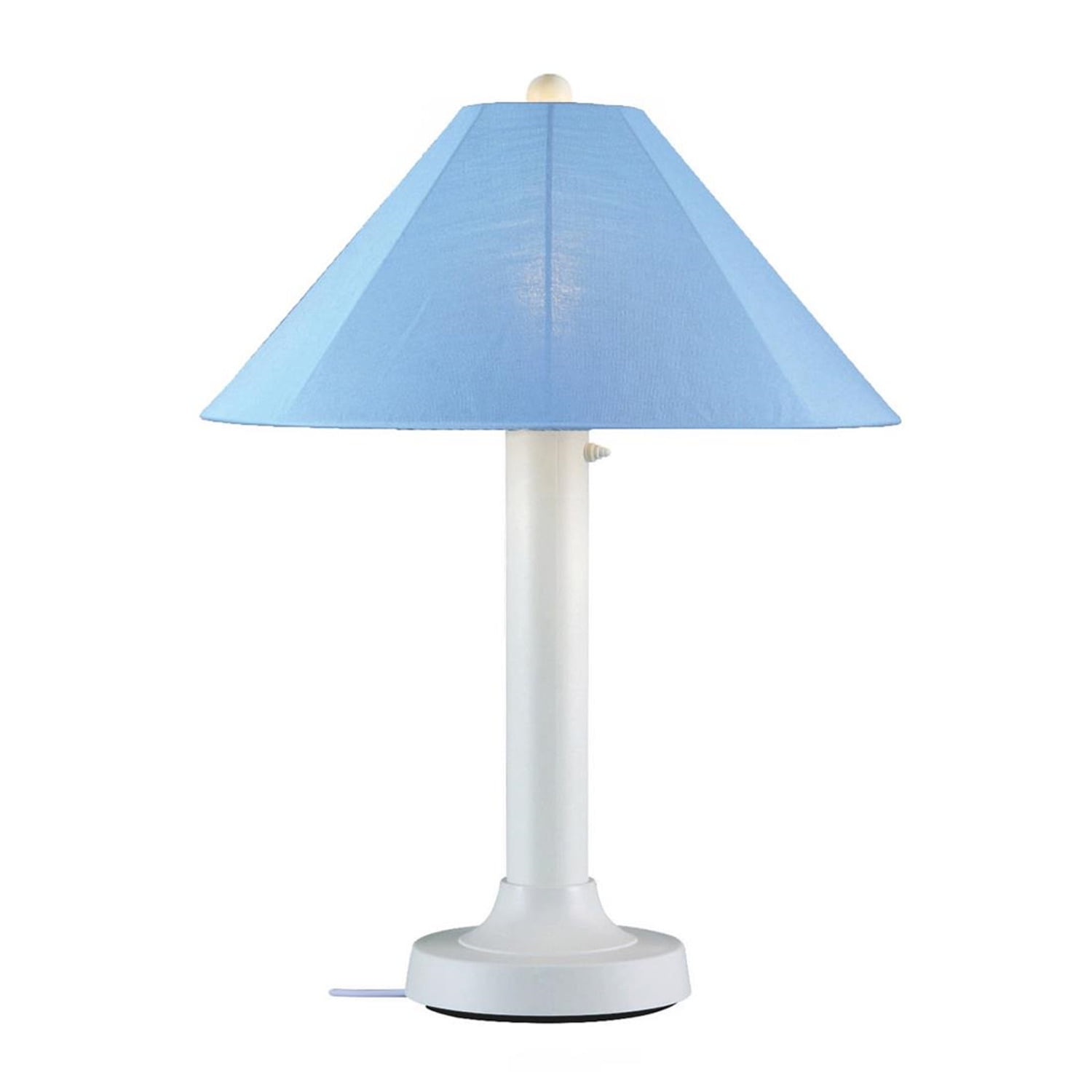 Outdoor White Plastic Resin Table Lamp with Blue Shade