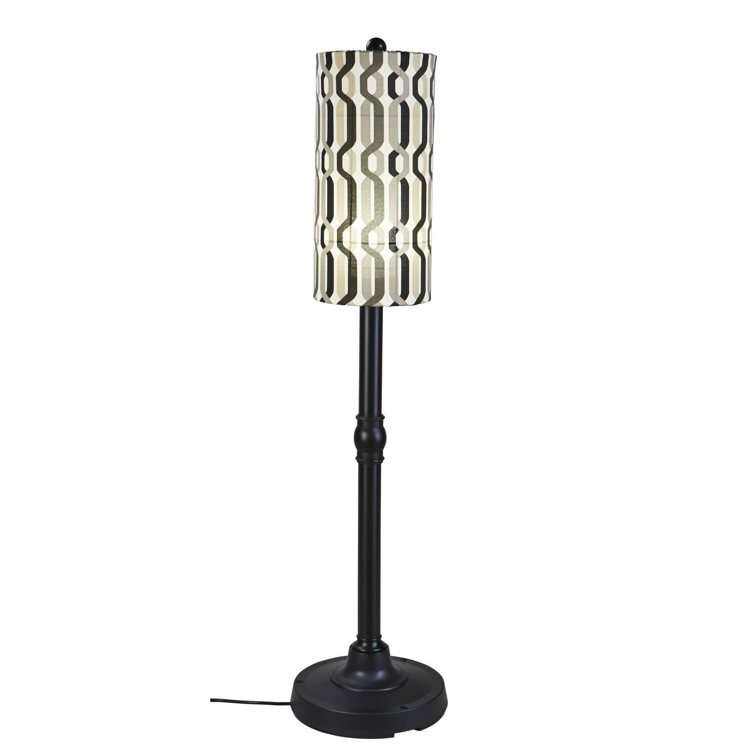 Elegant Outdoor Black Polyresin Floor Lamp with Weatherproof Shade